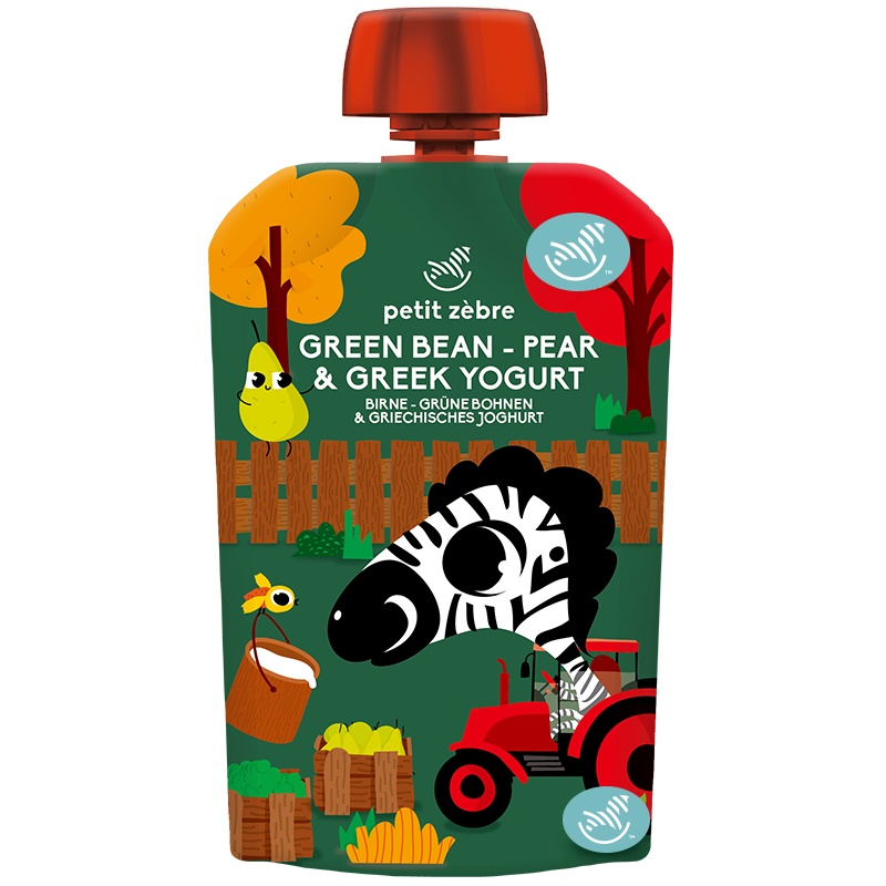 小马斑斑(Petit Zèbre)婴幼儿辅食绿豆甜梨果蔬泥希腊酸奶欧洲原装进口果泥100g(12个月以上适用)
