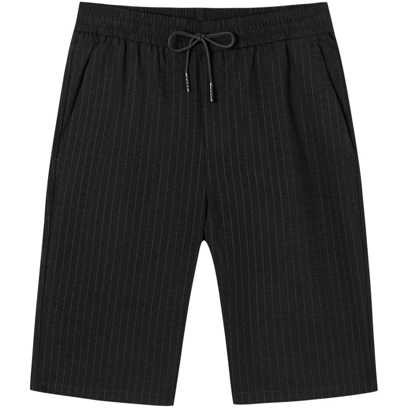 才子男装五分短裤男2020夏季新款条纹修身韩版潮流抽绳松紧腰裤子