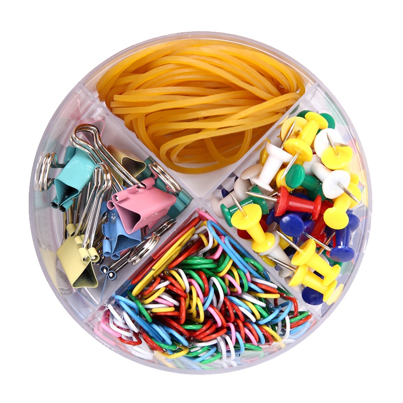 晨光(M&G)ASC99360 四合一办公组合套装2筒 办公工字钉+橡皮筋+回形针+长尾夹组合套装回形针/大头针