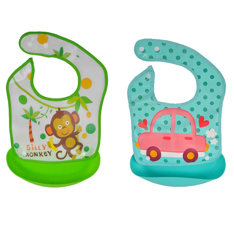 宝宝吃饭围兜2个装防水立体口水围兜