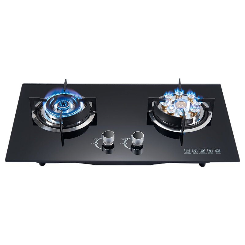 帅人SA-706Y燃气灶九腔猛火双灶燃气灶煤气灶双灶嵌入式灶具台嵌两用钢化玻璃4.5kw猛火炉灶台式灶台炉具双眼-液化气