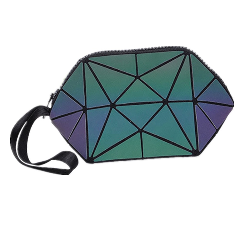 菱格三宅世家(MVO MVO LGSZSJ)2020女包镭射手拿化妆包几何菱格炫彩夜光手拿包化妆包