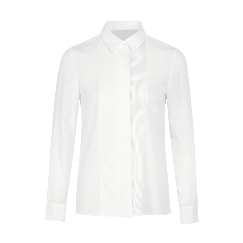 晚白女上装2019春季新款纯色职业POLO领修身显瘦长袖百搭上衣白衬衫