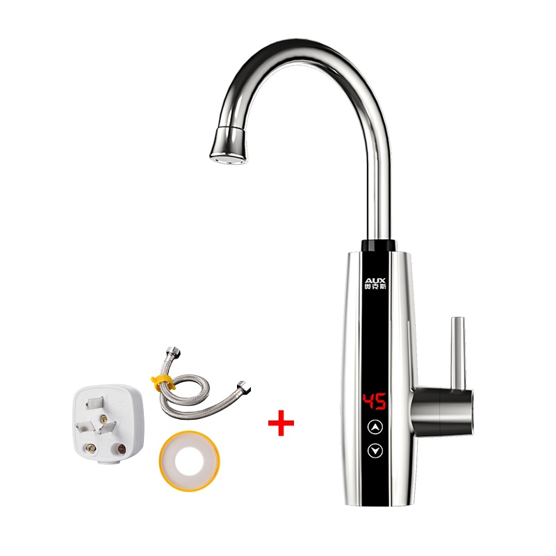 奥克斯AUX即热式电热水龙头厨房小厨宝电热水器下进水款数码温显变频调温 ST2X3银色