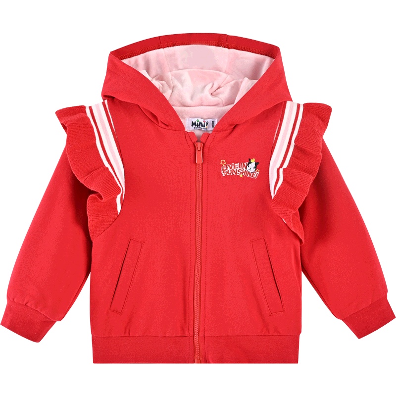 铅笔俱乐部童装女小童加绒外套2023秋冬新款儿童卫衣连帽保暖洋气