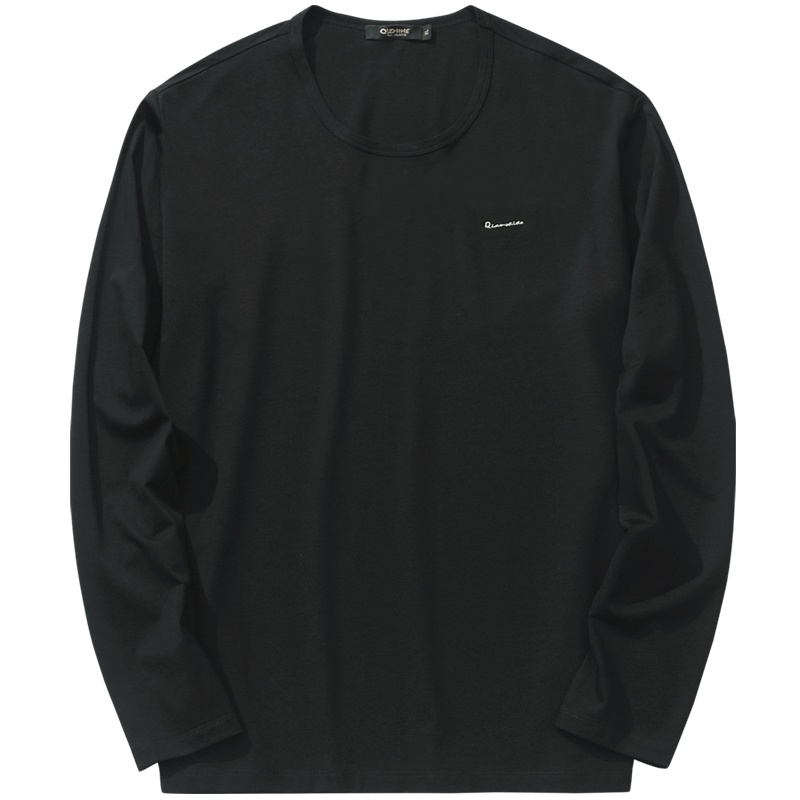 千纸鹤男士冰丝纯色长袖t恤白色宽松百搭长款半袖黑色体恤男潮流20158