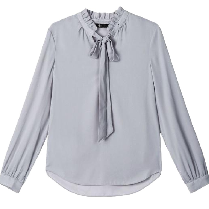 新款拉夏贝尔雪纺衬衫女装新款韩版修百搭上衣薄款长袖衬衣潮10018377