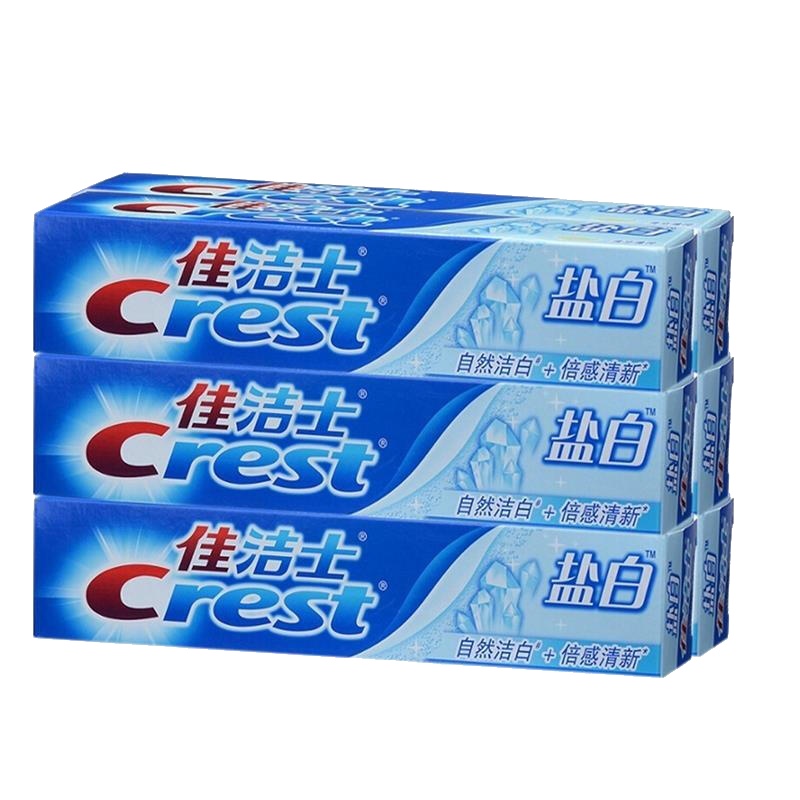佳洁士(CREST)盐白牙膏清凉薄荷香型自然洁白倍感清新 90g/六支装