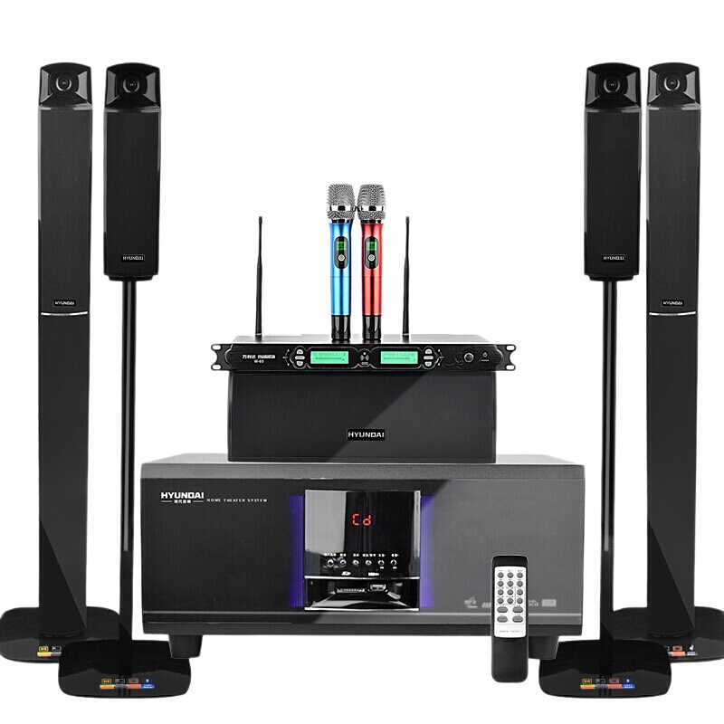 现代HYUNDAI 家庭影院音响组合 KTV套装模拟5.1音响设备客厅电视卡拉OK音响 H5家庭影院+BT-8810