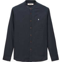 海一家旗舰店2019秋季男士小立领纯色日系休闲长袖衬衫