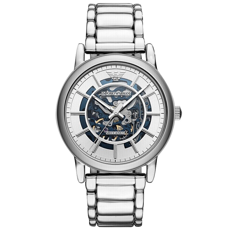 阿玛尼（ARMANI)手表男士手表 全自动机械镂空时尚商务男机械表AR60006