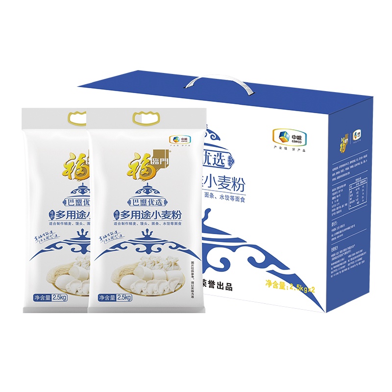 中粮福临门巴盟优选多用途小麦粉(2.5kg*2袋/盒)