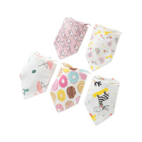 欧孕婴儿宝宝印花纯棉口水巾新生儿童三角巾毛巾幼儿小围嘴[5条装]