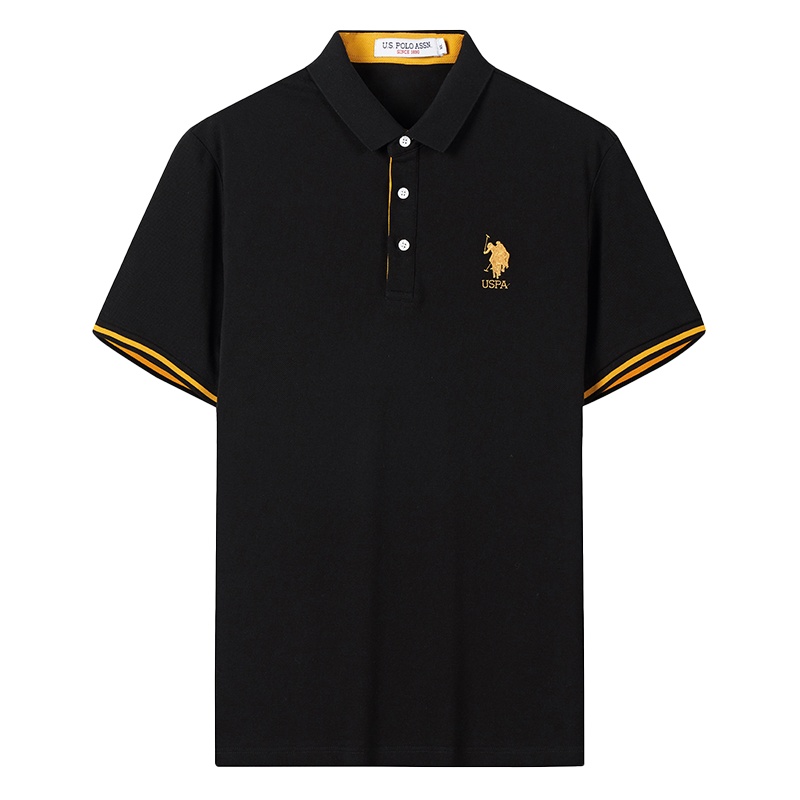 USPOLO ASSN（100%棉）新款夏季男士休闲时尚短袖翻领POLO衫宽松上衣
