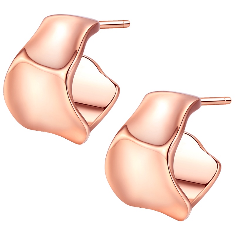 佰色传情BRIR纯银百搭气质玫瑰金色耳钉女简约大气耳饰耳环