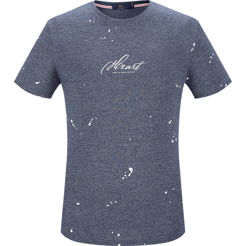 HLA海澜之家花纱款字母短袖T恤2018夏季新品舒适微弹男士T恤_HNTBJ2E120A