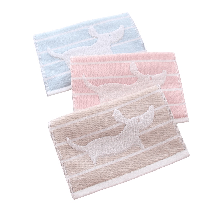 图强 3条装童巾纯棉纱布可爱儿童毛巾 全棉卡通小孩宝宝柔软舒适洗脸小毛巾