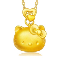 周大福珠宝Hello Kitty凯蒂猫足金黄金吊坠R13599