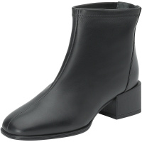 思加图2019冬季新款时尚简约中粗跟牛皮女短靴9EV08DD9