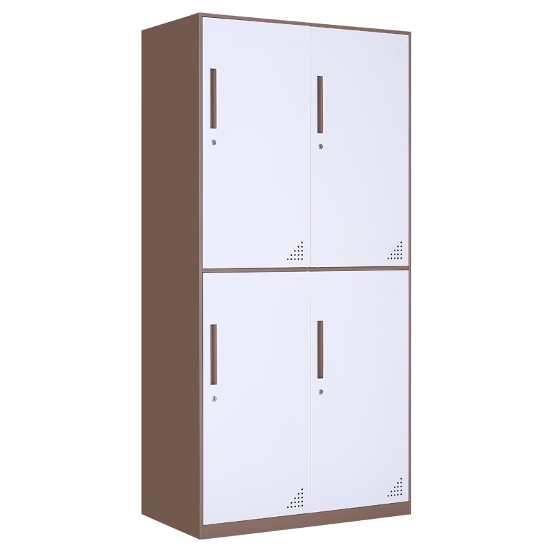 永格更衣柜办公柜文件柜钢制铁皮柜员工柜工衣柜储物柜铁皮柜工具柜存包柜寄存柜加厚 四门更衣柜 咖套白