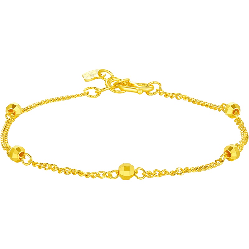 周大生黄金手链女款足金999间珠百搭素链时尚优雅正品新款送女友黄金饰品 女士珠宝首饰