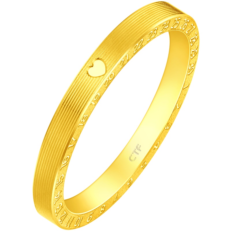 周大福ING系列520时钟金戒指 情侣对戒 女戒 计价F （工费：138元）多款精品F222351