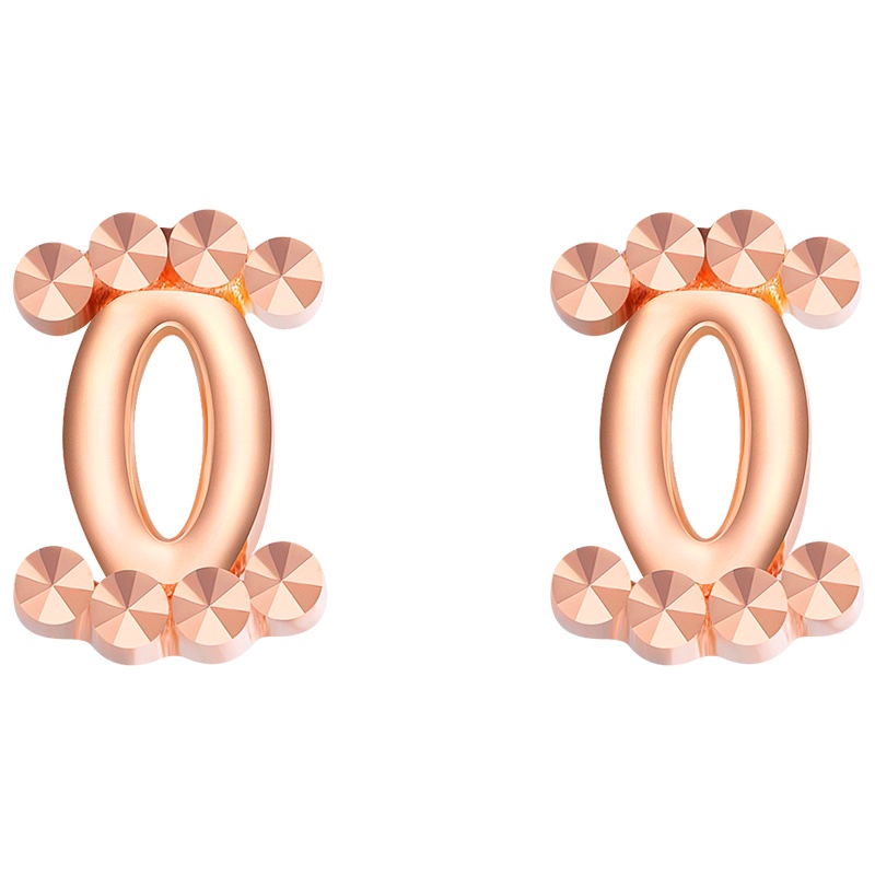 佰色传情18K金耳饰女简约彩金耳钉双CAu750玫瑰金耳环送女友送闺蜜送朋友生日节日礼物