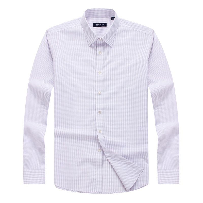 Youngor/雅戈尔秋季新品男士商务正装紫色DP免烫长袖衬衫364LJA