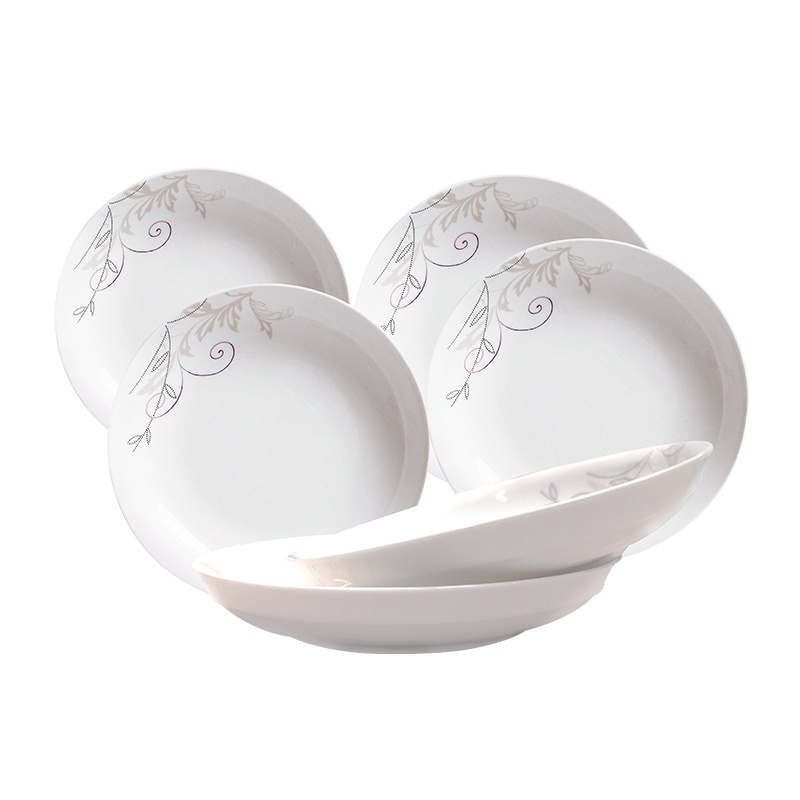 富昱景 景德镇陶瓷餐具7英寸碟子盘子套装创意简约时尚菜盘圆形盘家用送礼 6个装