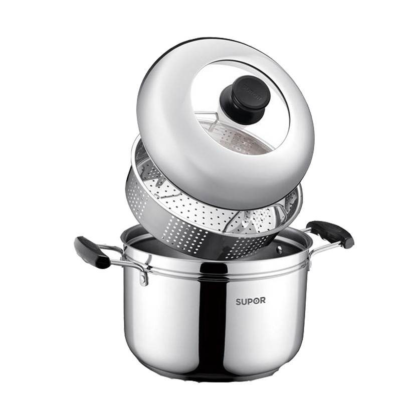 苏泊尔(SUPOR)SZ24S1蒸锅 304不锈钢蒸滋味蒸煮多用锅蒸笼 燃气灶电磁炉通用锅具 24CM
