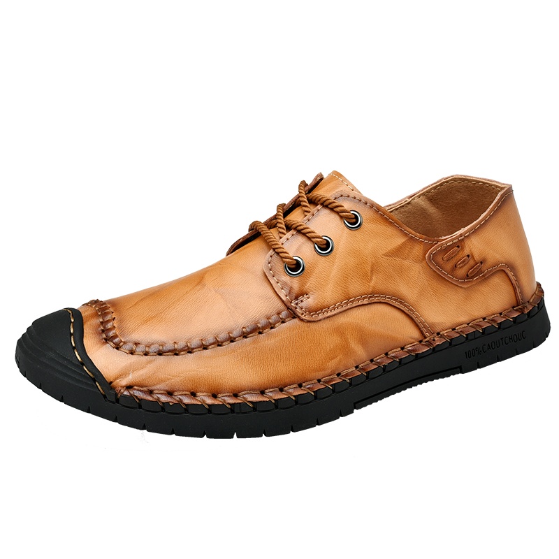 YIBULUOTUO男鞋百搭四季款低帮复古皮鞋户外休闲皮鞋软底真皮男士中年爸爸鞋子