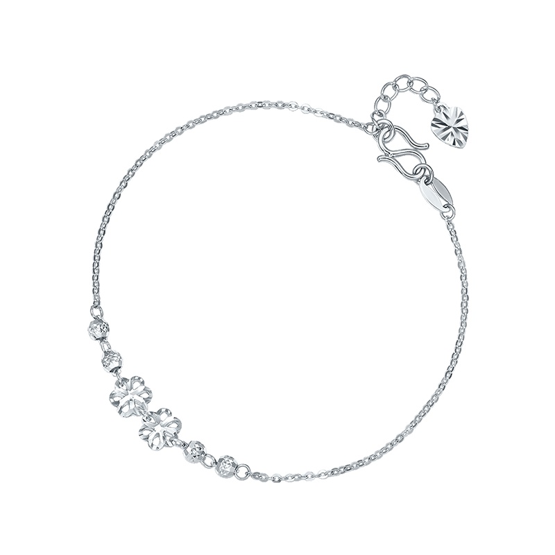 周六福铂金手链女士款PT950白金时尚挚爱小清新细链手饰PT073528