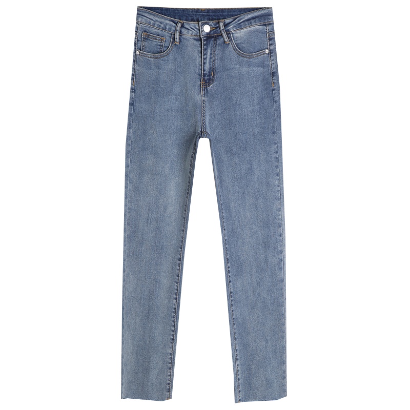 Jussara Lee2021春秋新款弹力牛仔裤女高腰显瘦韩版百搭修身牛仔裤女士牛仔裤九分裤子