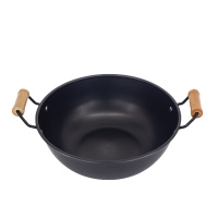 格丽诺(GOVEVO)40cm双耳铁炖锅加深平底大炒菜锅铁锅无涂层炒锅家用煤气电磁炉通用