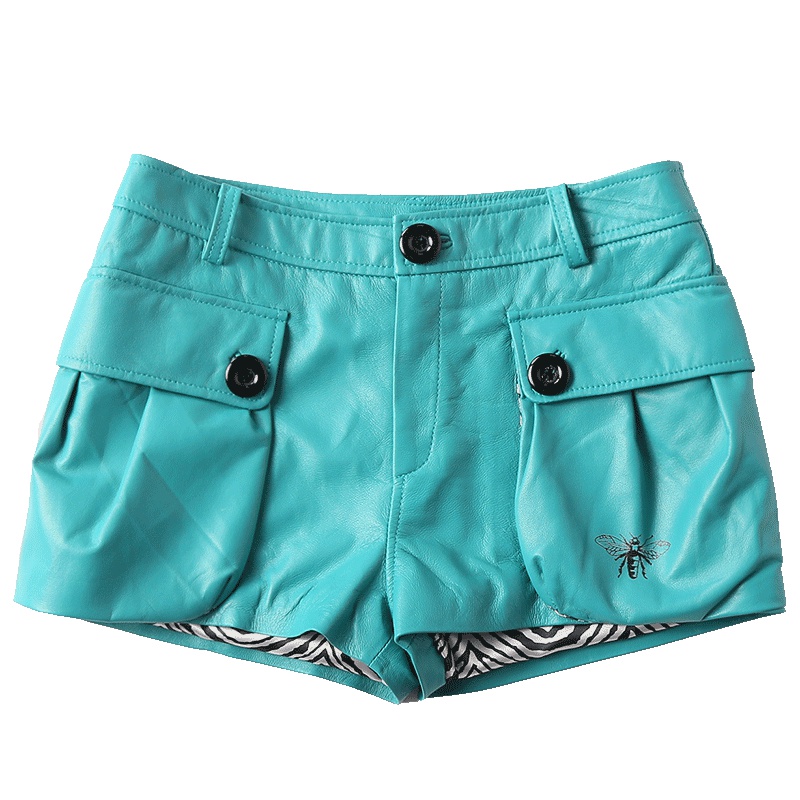 憨厚皇后海宁2019真皮皮裤女新款绵羊皮短裤休闲裤直筒裤热裤