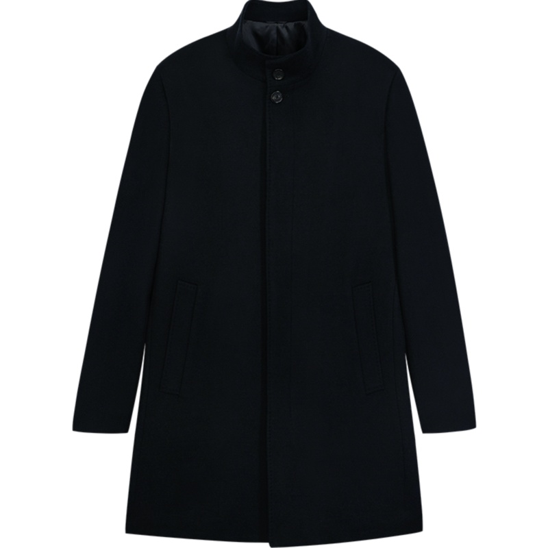 鄂尔多斯1980 秋冬绒毛混纺中式立领商务休闲男毛呢羊毛大衣