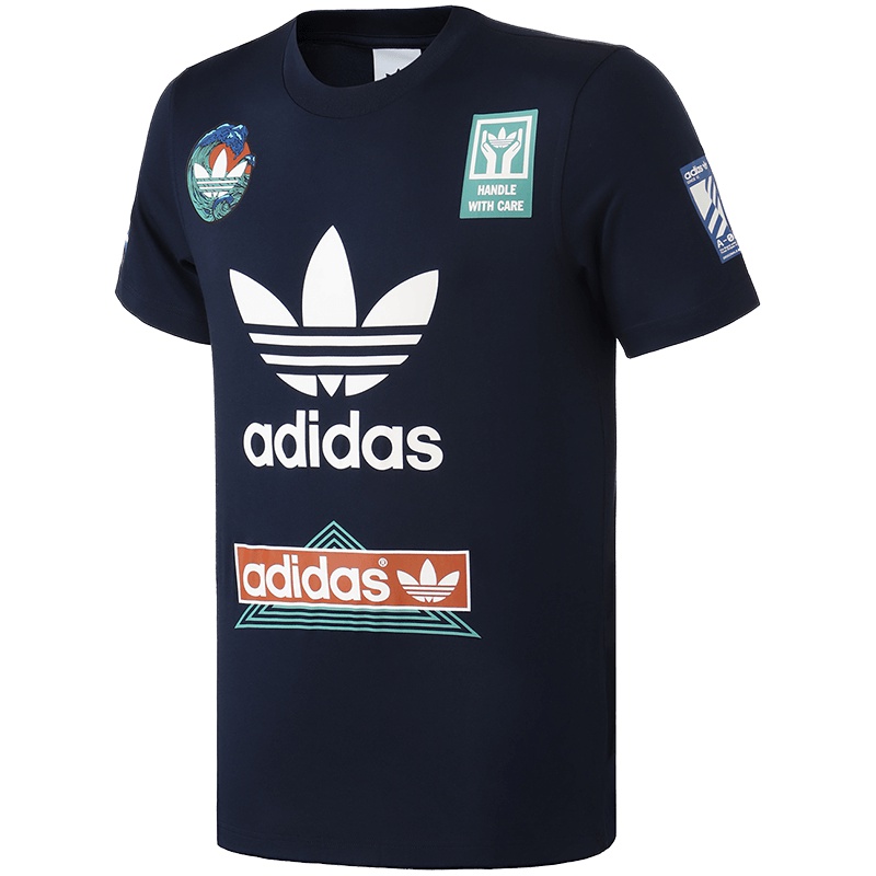 adidas阿迪达斯三叶草男装跑步运动圆领大LOGO短袖T恤DV2072