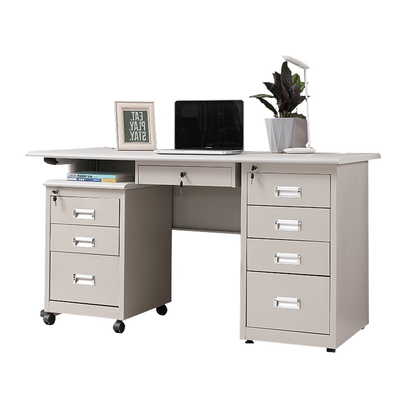 永格钢制办公桌电脑桌职员桌财务桌员工桌带锁带抽屉四抽一空