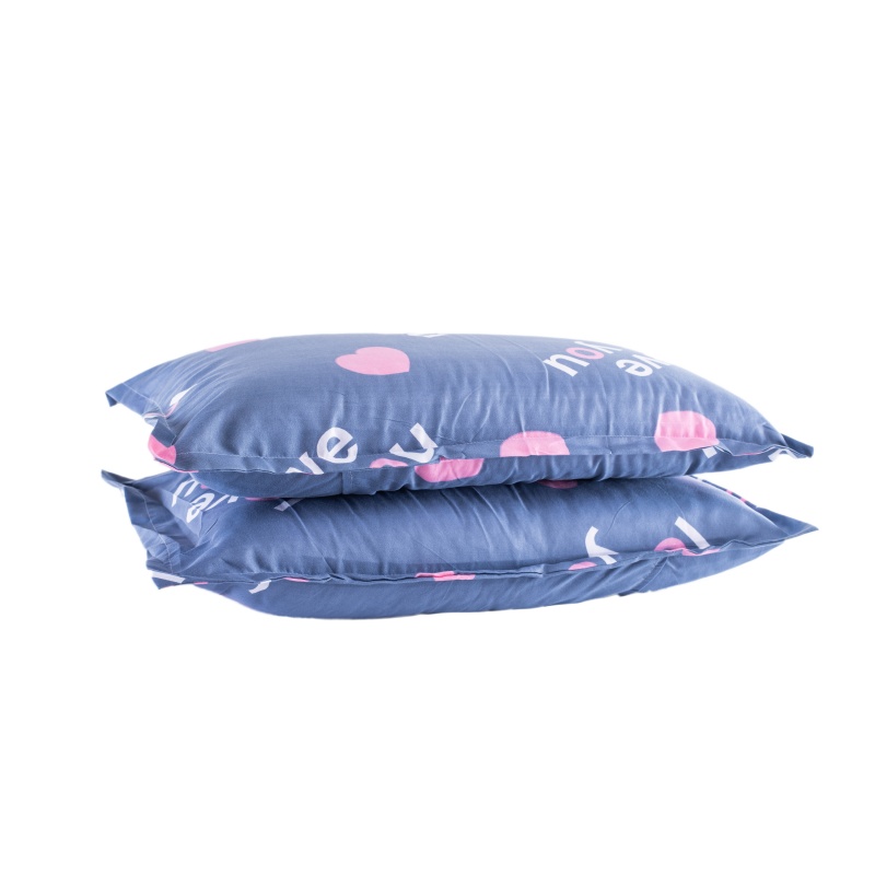 简夫人(Missjian)枕头枕芯套枕套柔软透气一对装单人双人学生家用床上用品48*74cm 爱心枕套