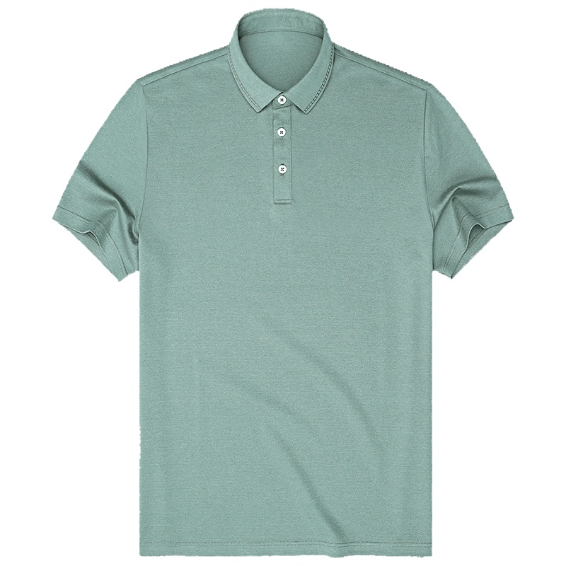 布先生新款桑蚕丝短袖T恤 短袖t恤男商务翻领上衣t恤AT10598