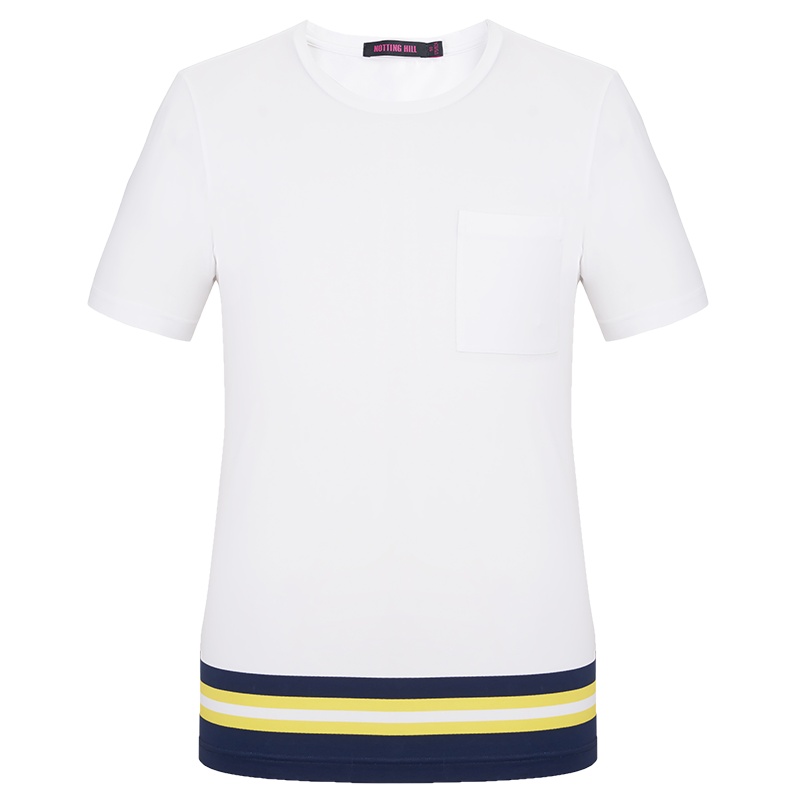 诺丁山夏季男士短袖T恤棉修身打底撞色圆领针织短袖T恤男NF680432