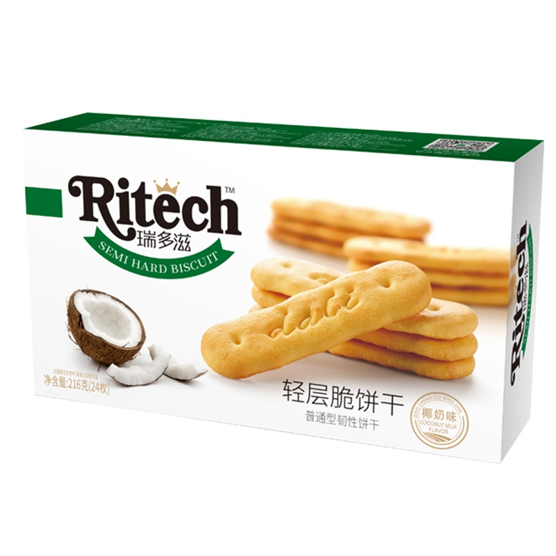 好吃点瑞多滋轻层脆椰奶味216g零食休闲饼干
