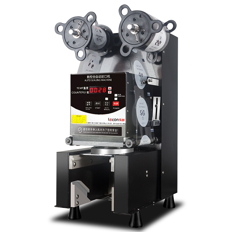乐创(Lecon)封口机奶茶全自动商用 豆浆饮料封杯机小型奶茶店设备 黑色旗舰款[可封88/90/95]