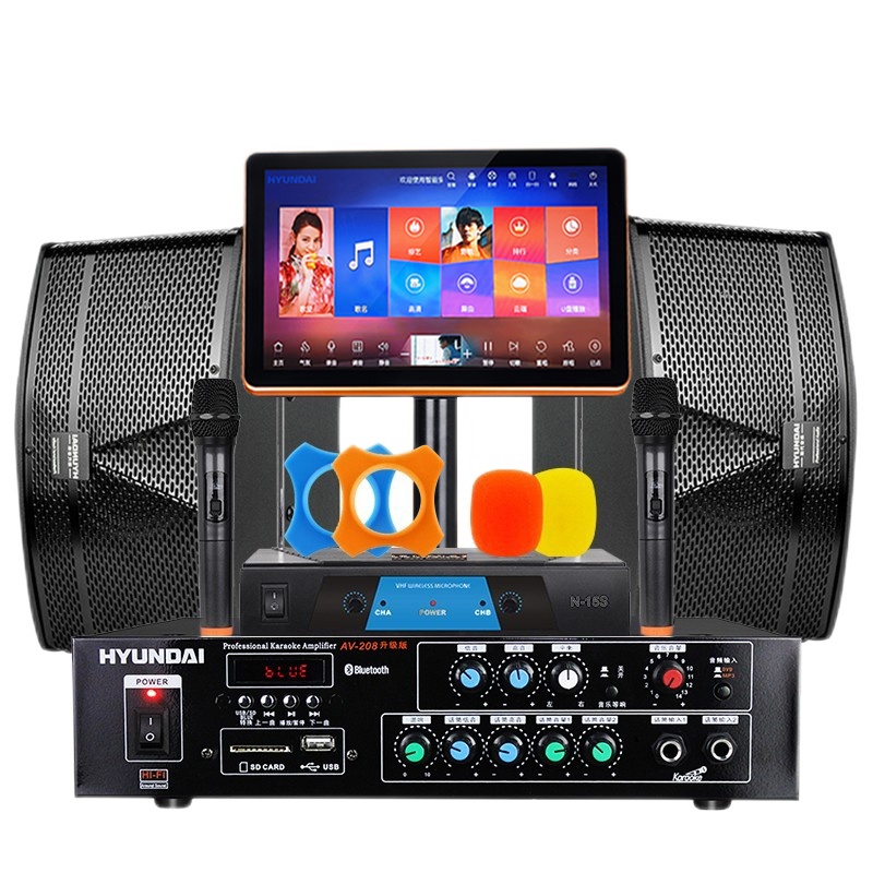 现代（HYUNDAI）6V套装 家庭影院KTV音响组合套装 点歌机家用卡拉OK会议舞台功放音响设备客厅