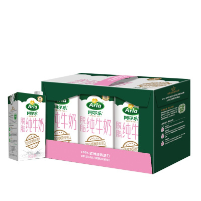 Arla 阿尔乐 德国进口 营养早餐 3.6g蛋白质,124mg原生高钙 脱脂纯牛奶1L*6礼盒 爱氏晨曦升级款