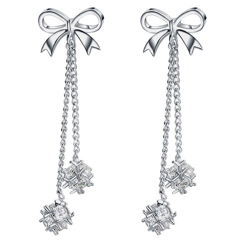 朴希/BUTRY 纯银耳饰女蝴蝶结长款流苏耳坠ins韩版优雅气质耳环耳链生日礼物送女友送闺蜜