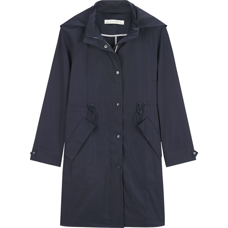 爱居兔春装2019女装时尚连帽中长款风衣外套