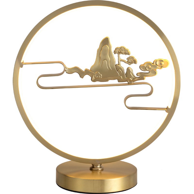 觅物 新中式全铜台灯温馨卧室床头灯全铜客厅灯饰装饰书房别墅复古台灯书房茶室装饰