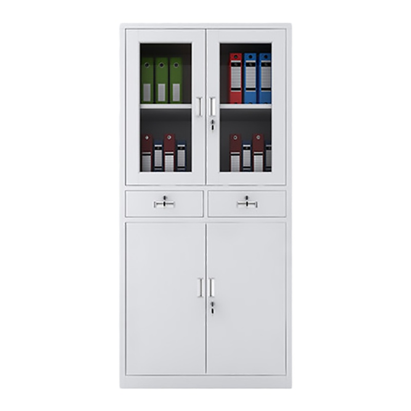 暖图家具 加厚钢制中二斗文件柜铁皮办公柜玻璃门资料柜档案柜NT-03WJG型