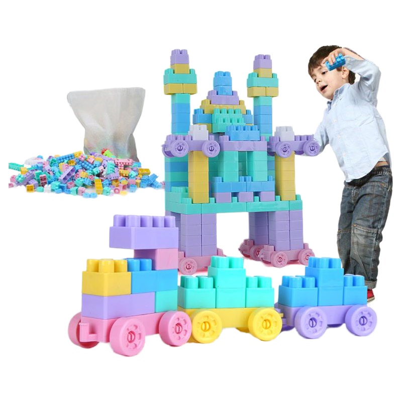 送雪花片儿童玩具大颗粒积木大号男孩女孩塑料益智拼插小孩玩具 100粒自封袋装(送100片雪花片)